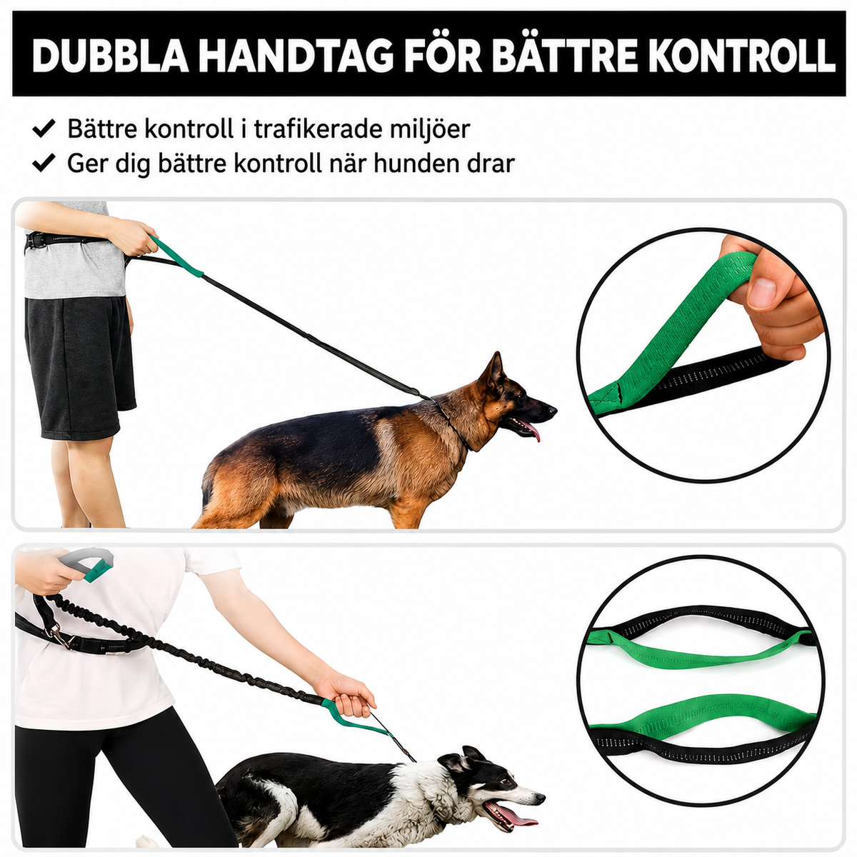 Stötdämpande hundkoppel för midjan | PawFlex
