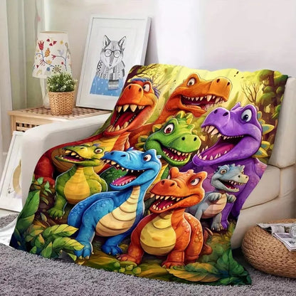 Söta leende dinosaurier – HD digitaltryckt flanell