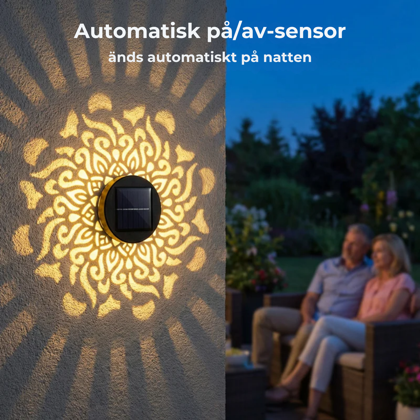 SolGlöd lampa för trädgård och terrass – 2-i-1: golv- och vägglampa – dekorativ belysning i vintagestil – rostbeständig och hållbar