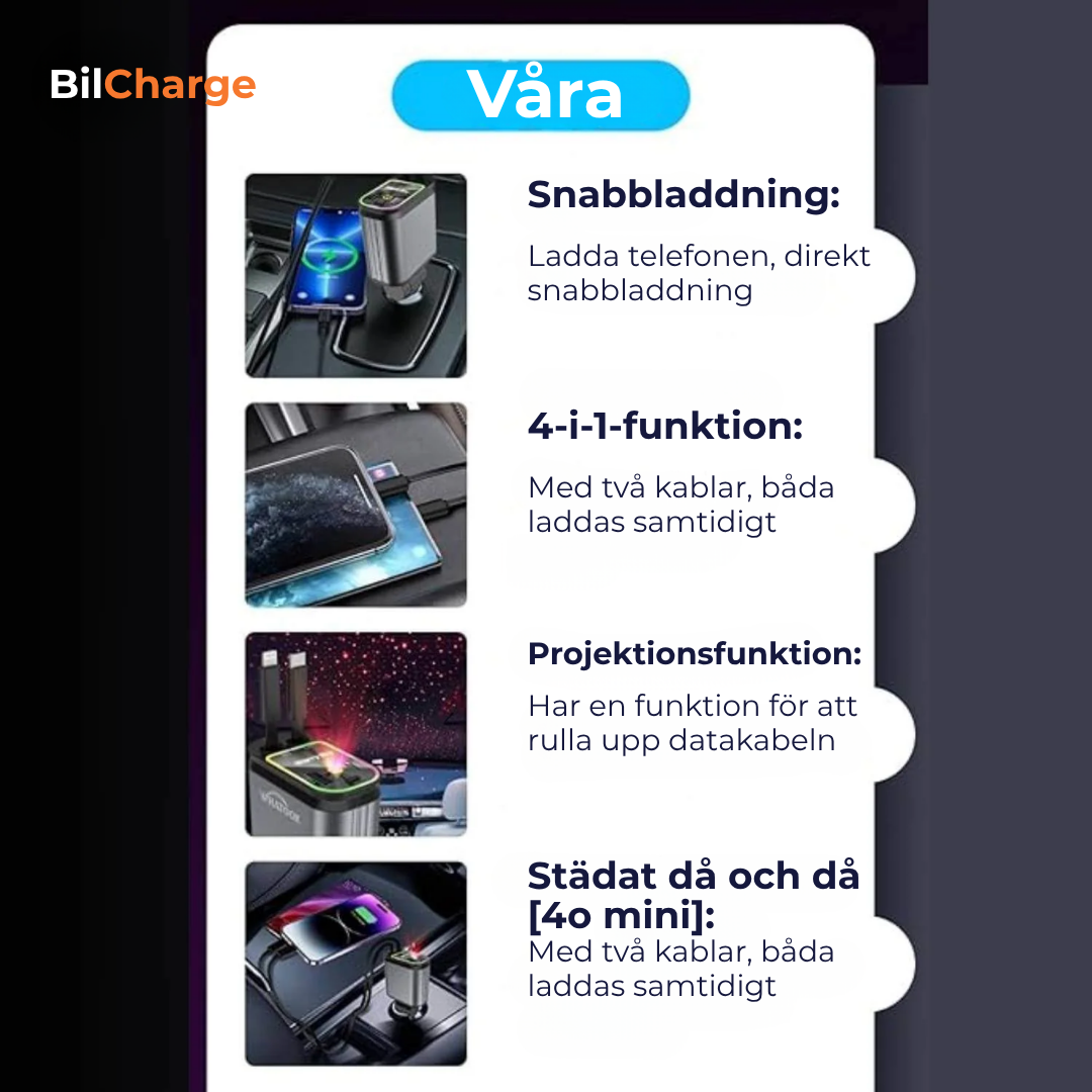 BilCharge | Supersnabb billaddning med stilfull RGB-stjärnhimmel