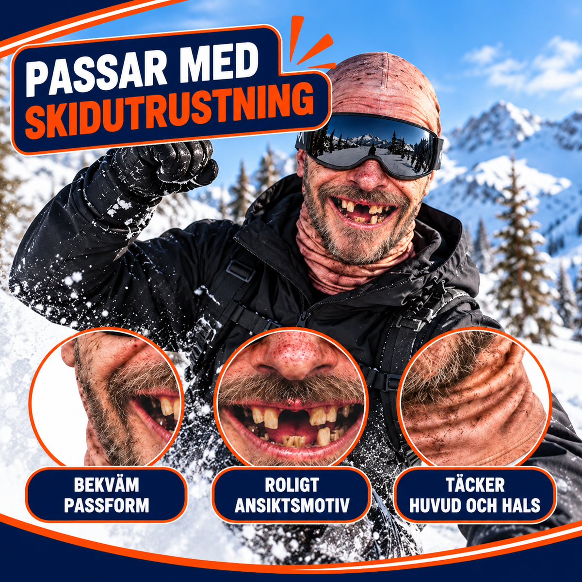 Skidmask med roliga ansiktsmotiv | BusMask