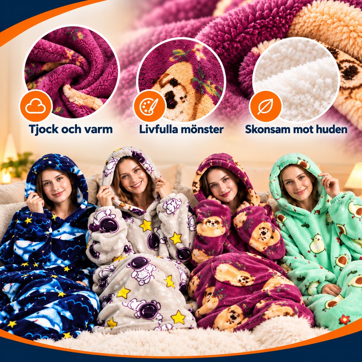 Oversized hoodie-filt med huva | CozyHood