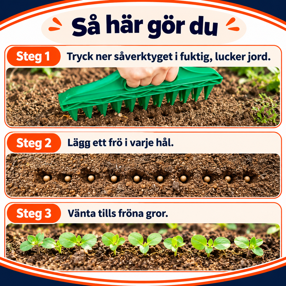 Såverktyg med 12 piggar för frösådd | FröFlex