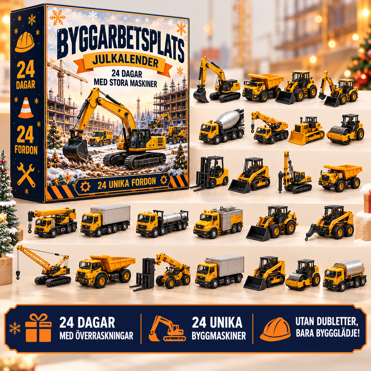 Julkalender med 24 leksaksfordon | JulHjul