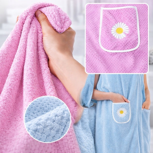 Bärbar Badhandduk med Ficka | CloudWrap