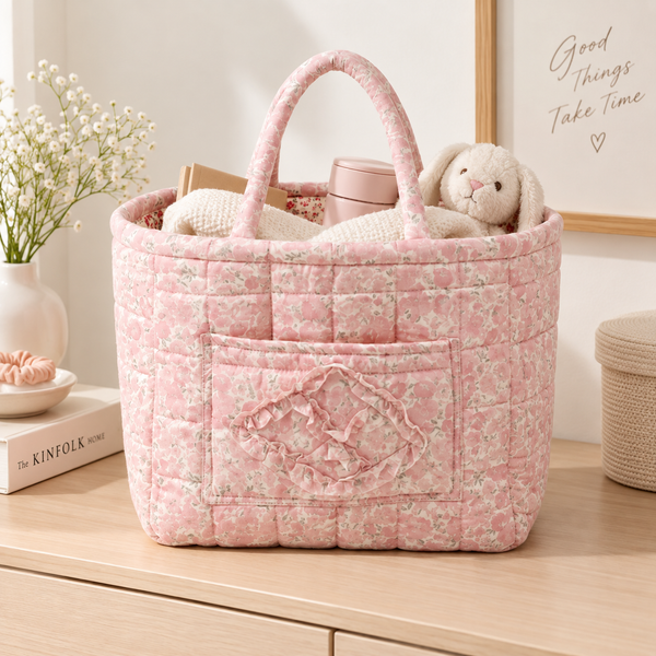 Quiltad förvaringskorg i bomull | CozyNest