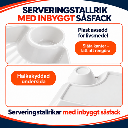 Fyrkantiga snackstallrikar med såsfack | DippForm
