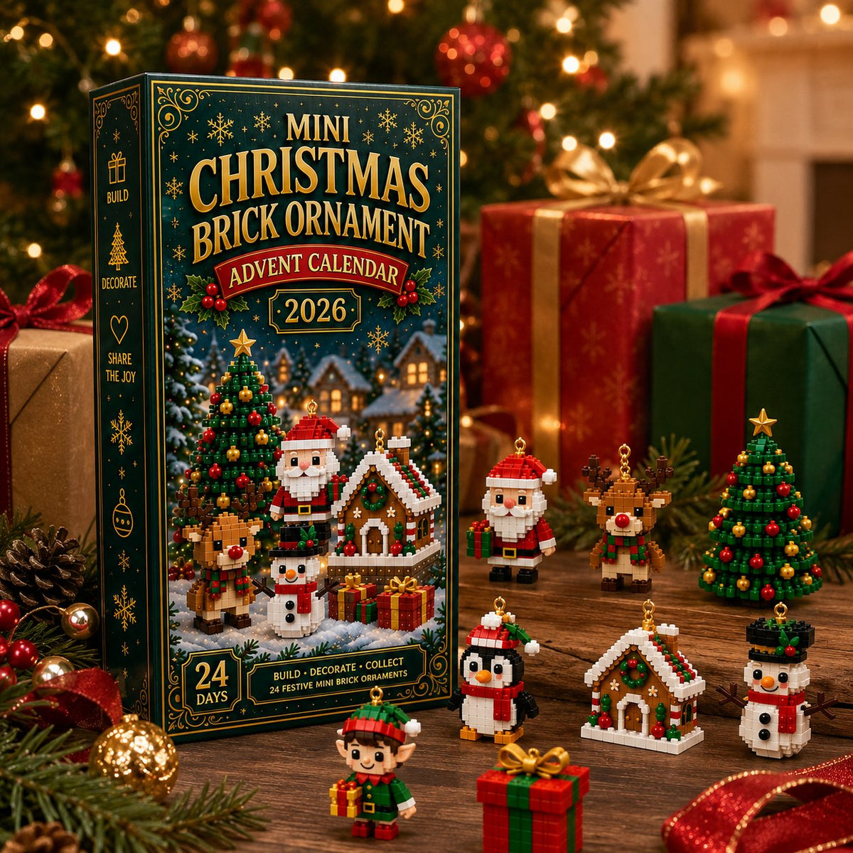 Julkalender med 24 byggbara juldekorationer | JulBygg