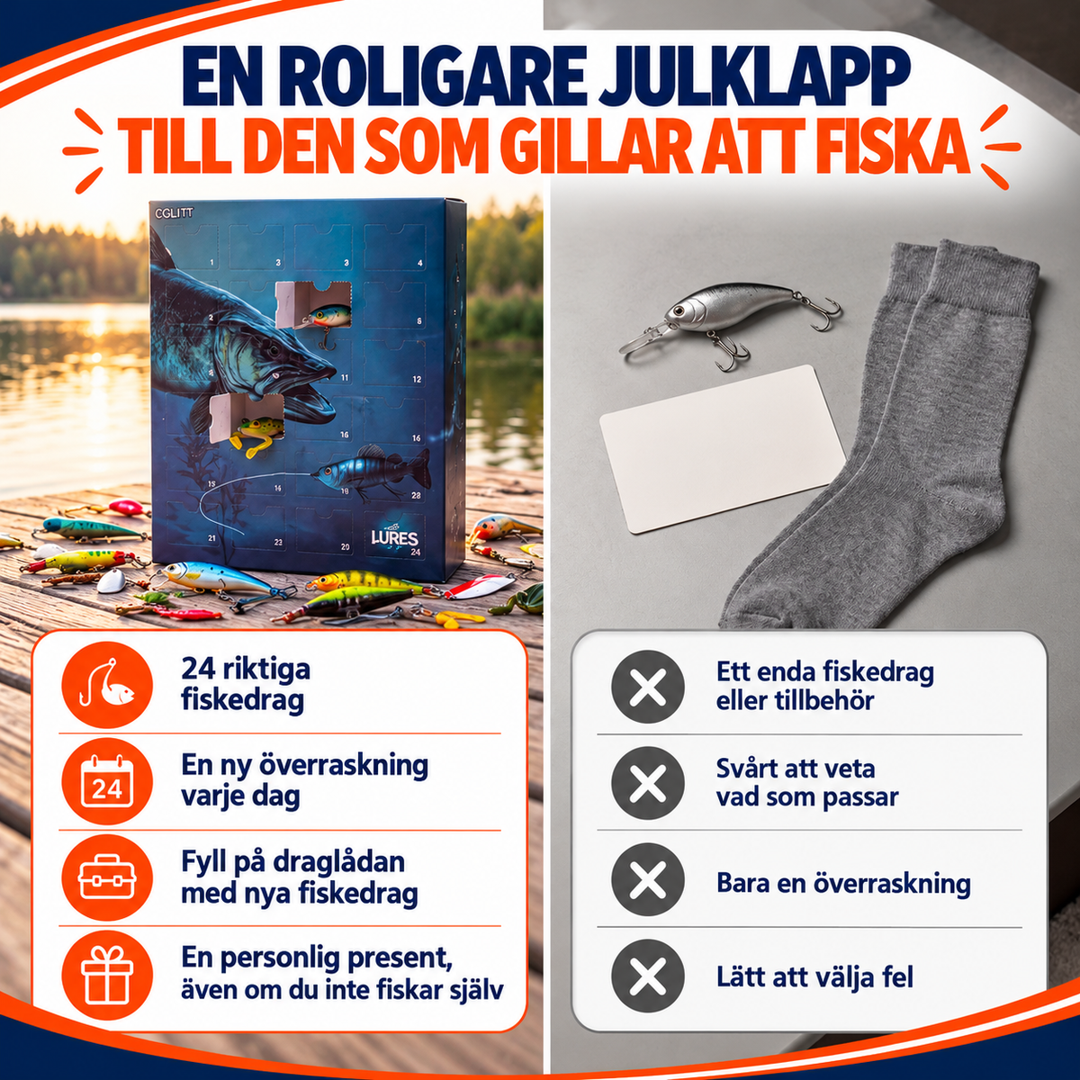 Julkalender med 24 fiskedrag | JulFiske