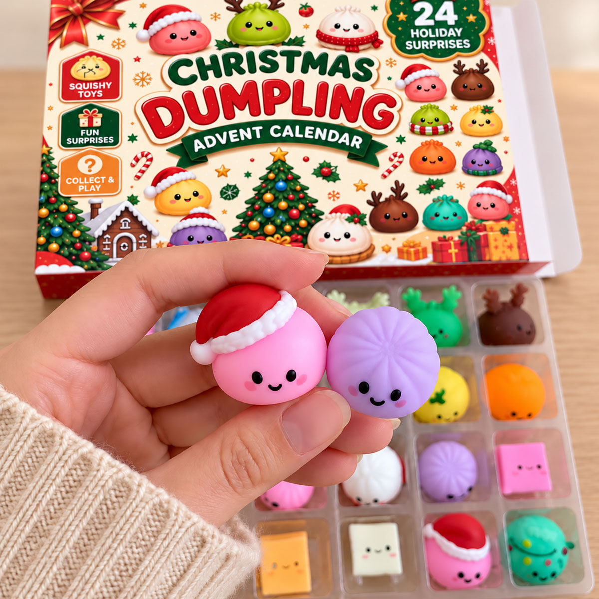 Julkalender med 24 klämleksaker | JulSquish