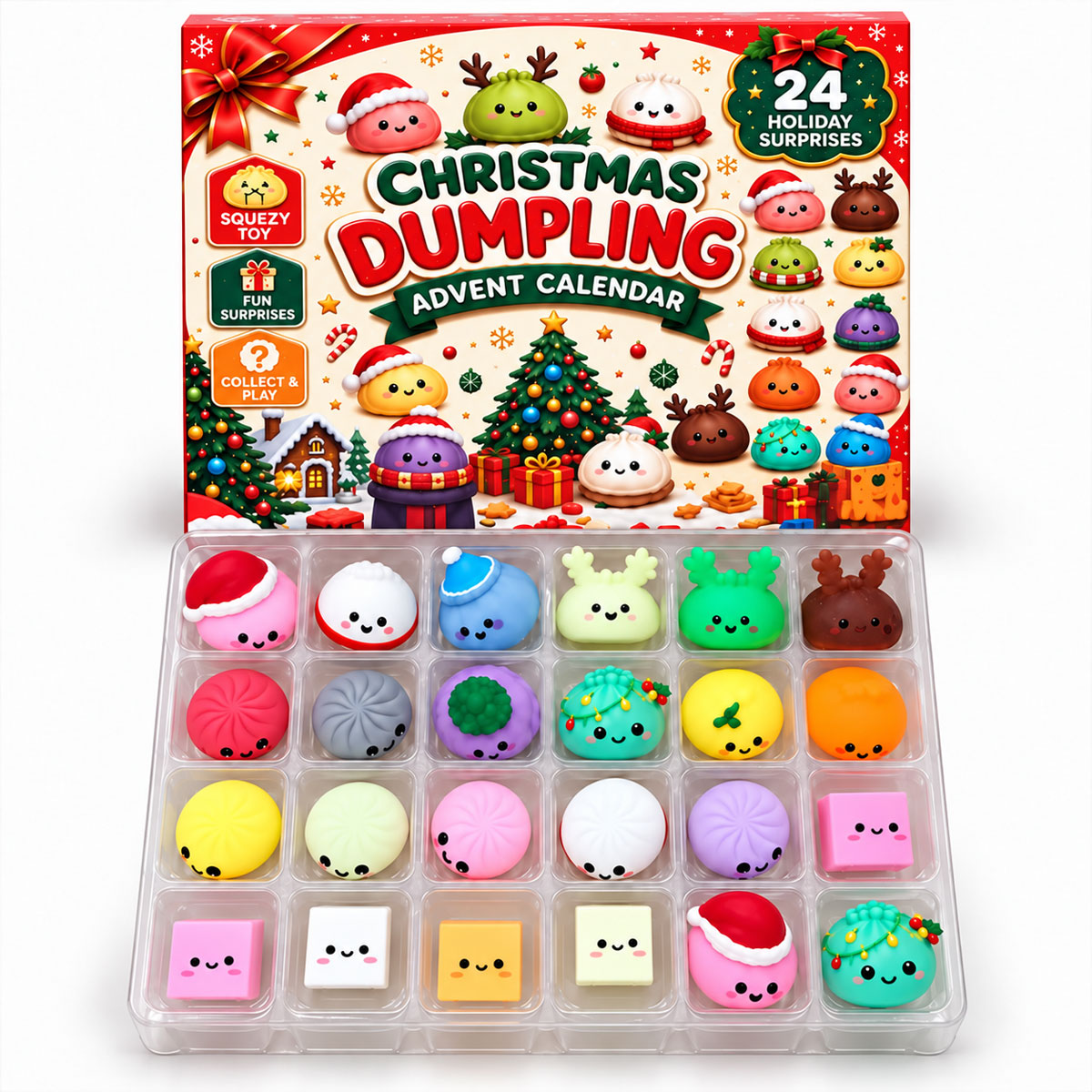 Julkalender med 24 klämleksaker | JulSquish