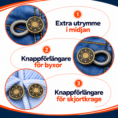Elastiska knappförlängare för byxor | KnappFlex
