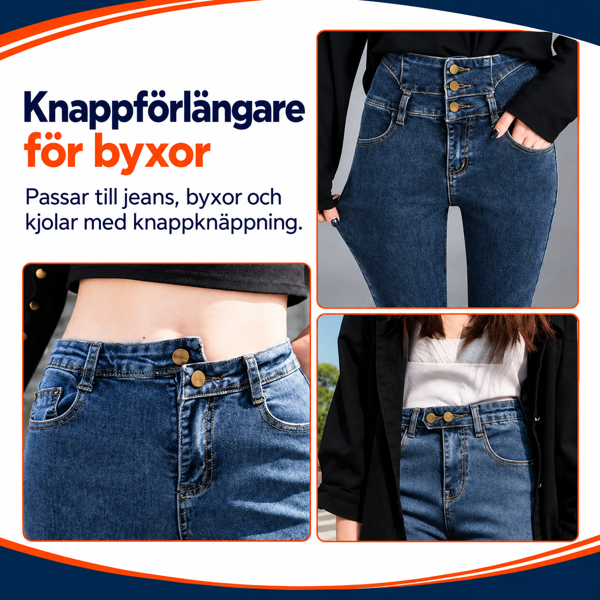 Elastiska knappförlängare för byxor | KnappFlex