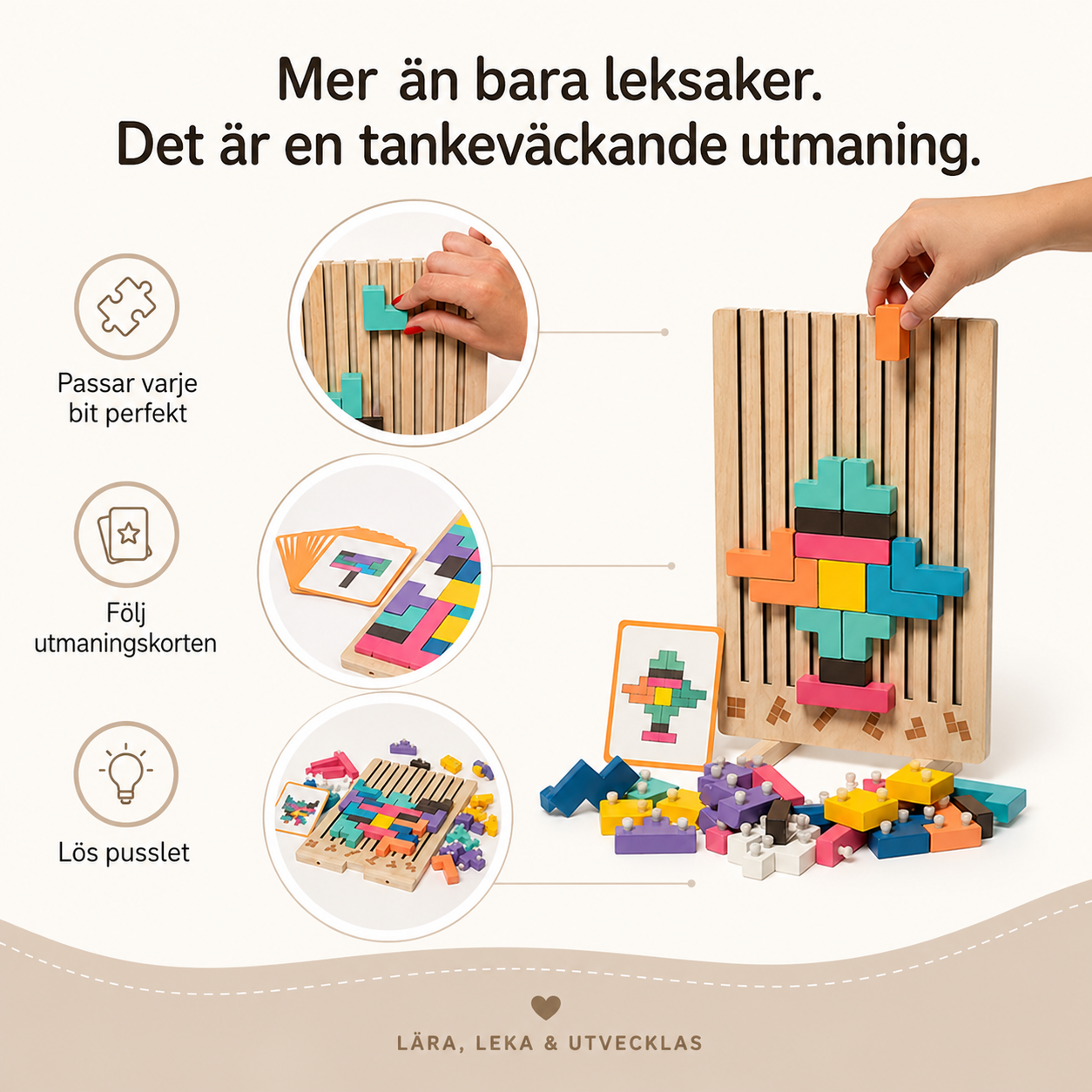 Montessori Träpussel för Barn | LumiBlocks