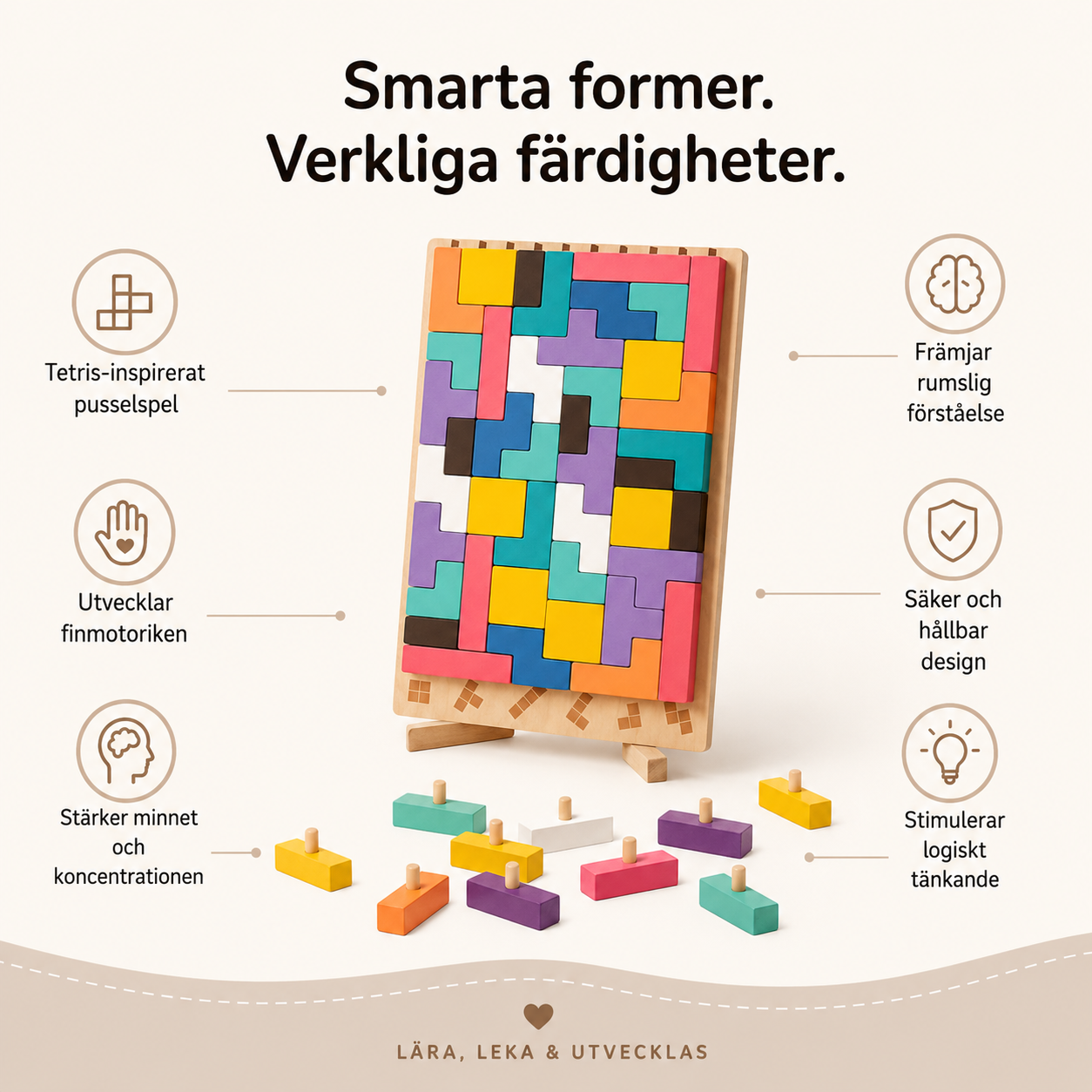 Montessori Träpussel för Barn | LumiBlocks