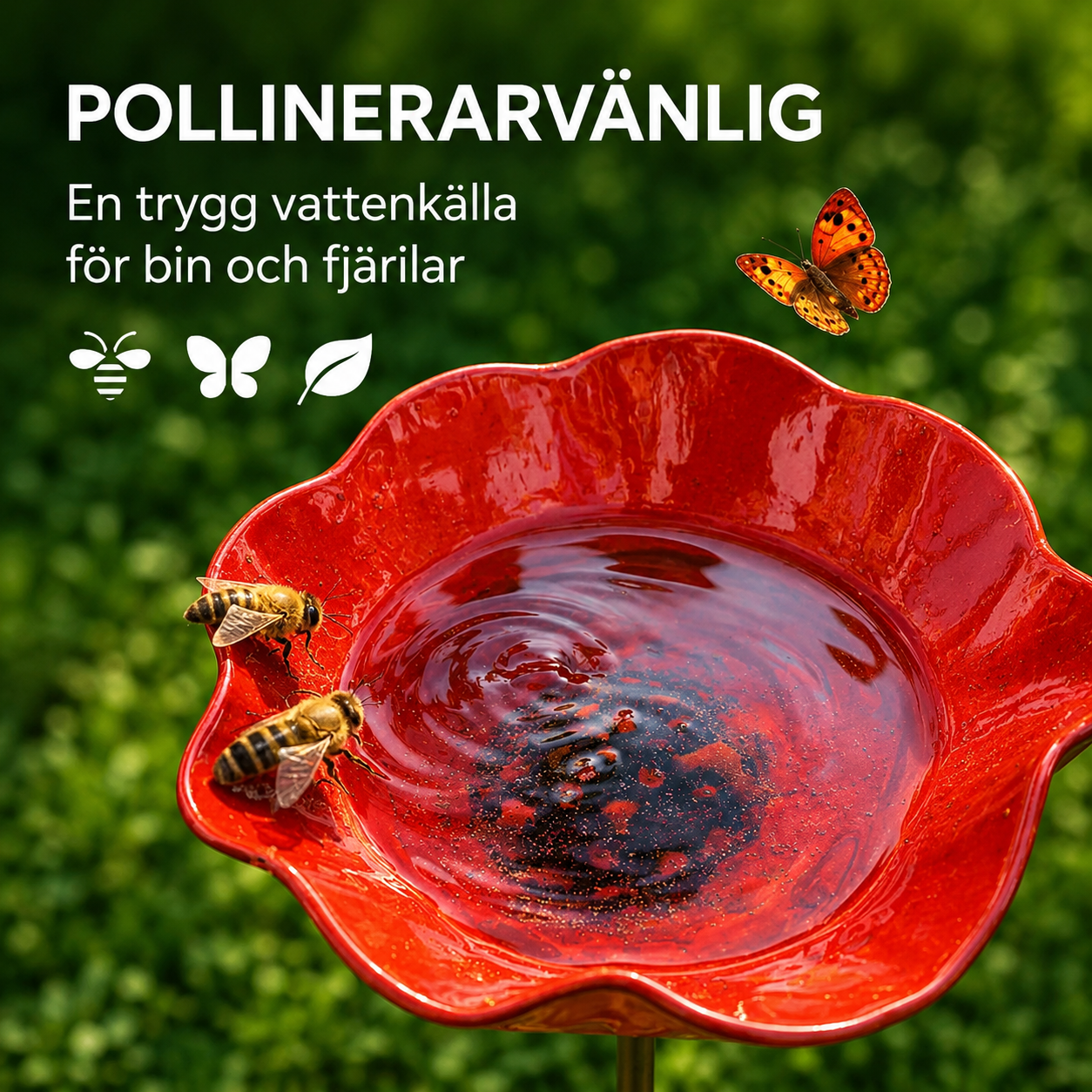 Metallvallmo för trädgård | Dekorativ fågelbadspinne