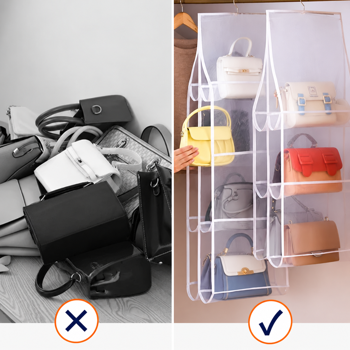 Hängande väskförvaring med 8 fack | ModaNest
