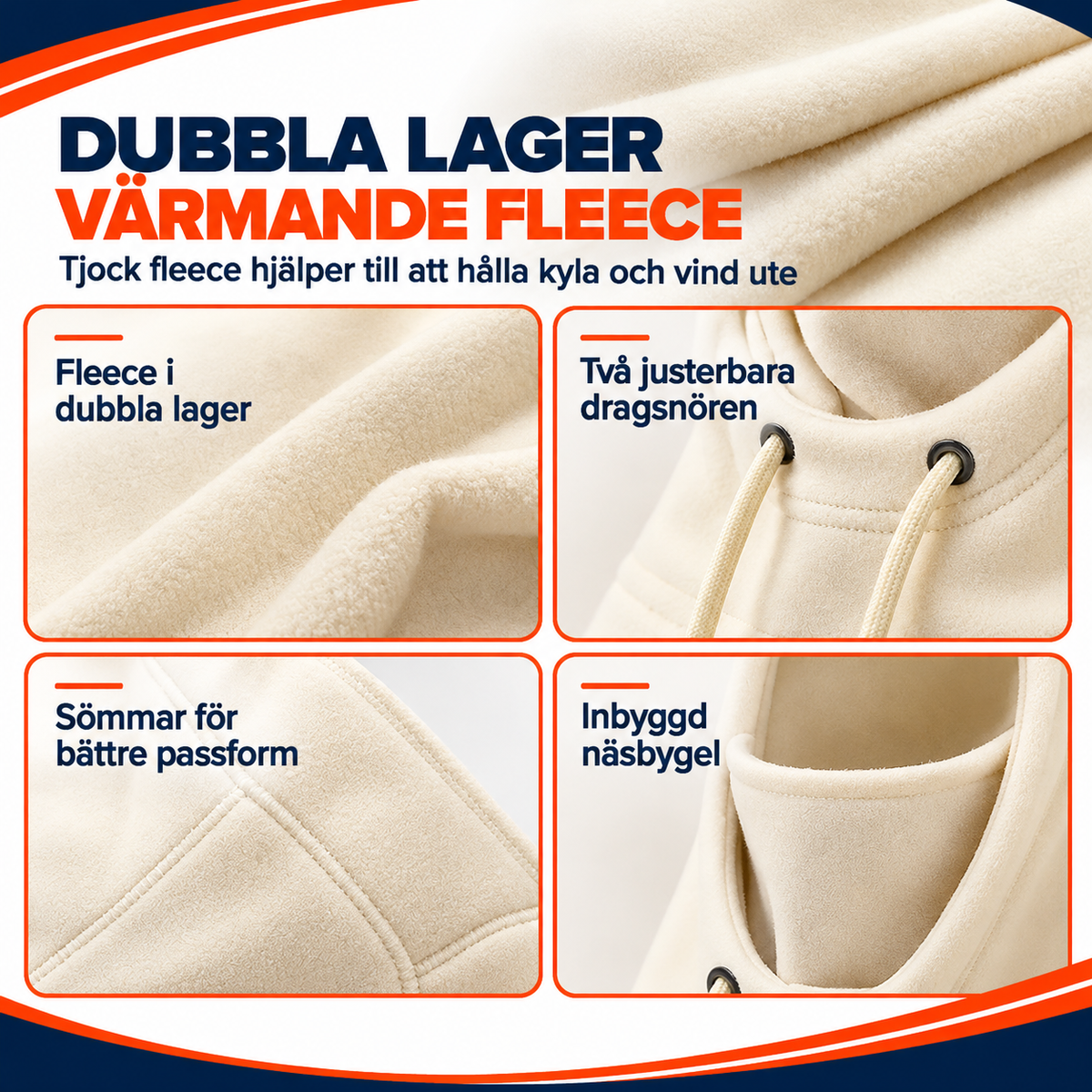 Varm balaklava i dubbla lager fleece | NordVärme