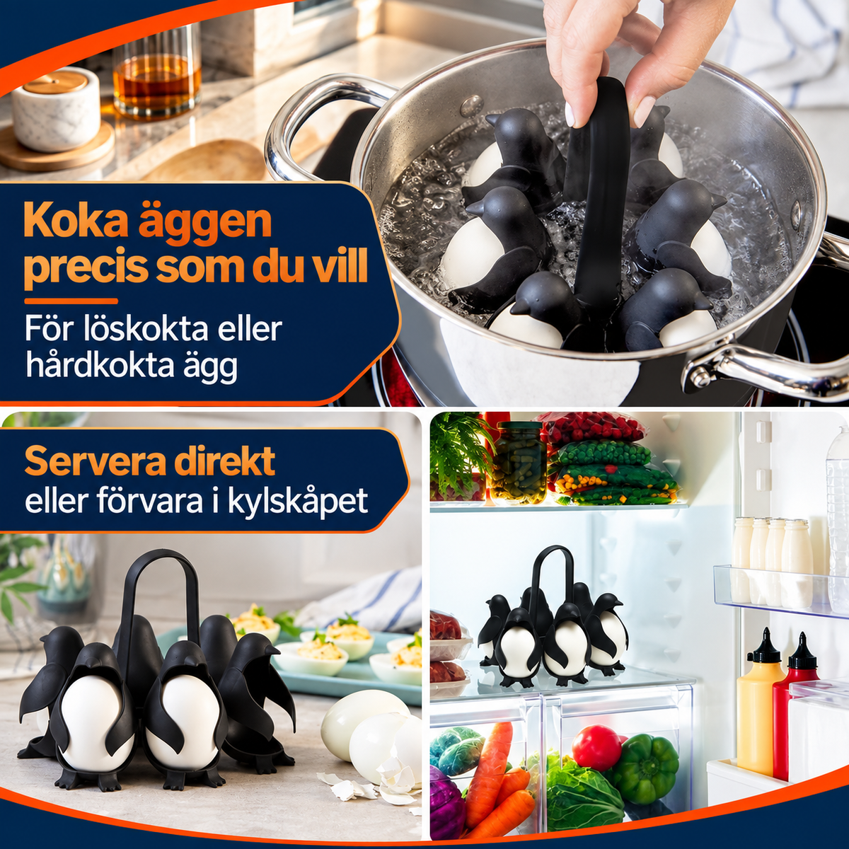 3-i-1 pingvinhållare för ägg | PolarNest