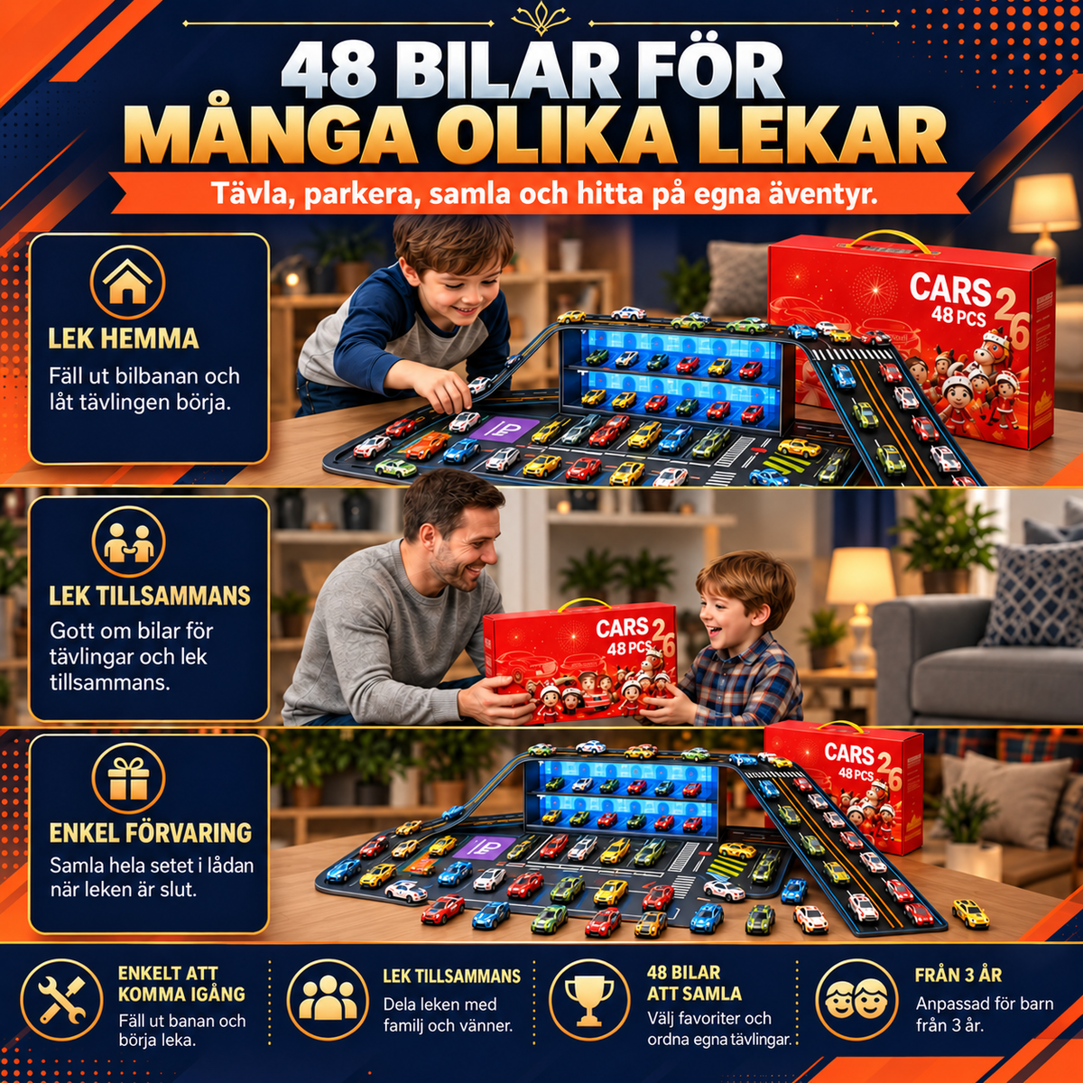 Racerbilsset med 48 pull-back-bilar | RaceMax