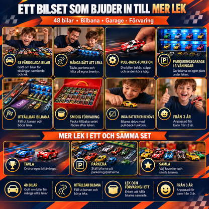Racerbilsset med 48 pull-back-bilar | RaceMax