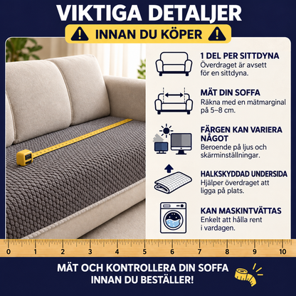 Tjockt halkskyddande sofföverdrag | SofaGrip