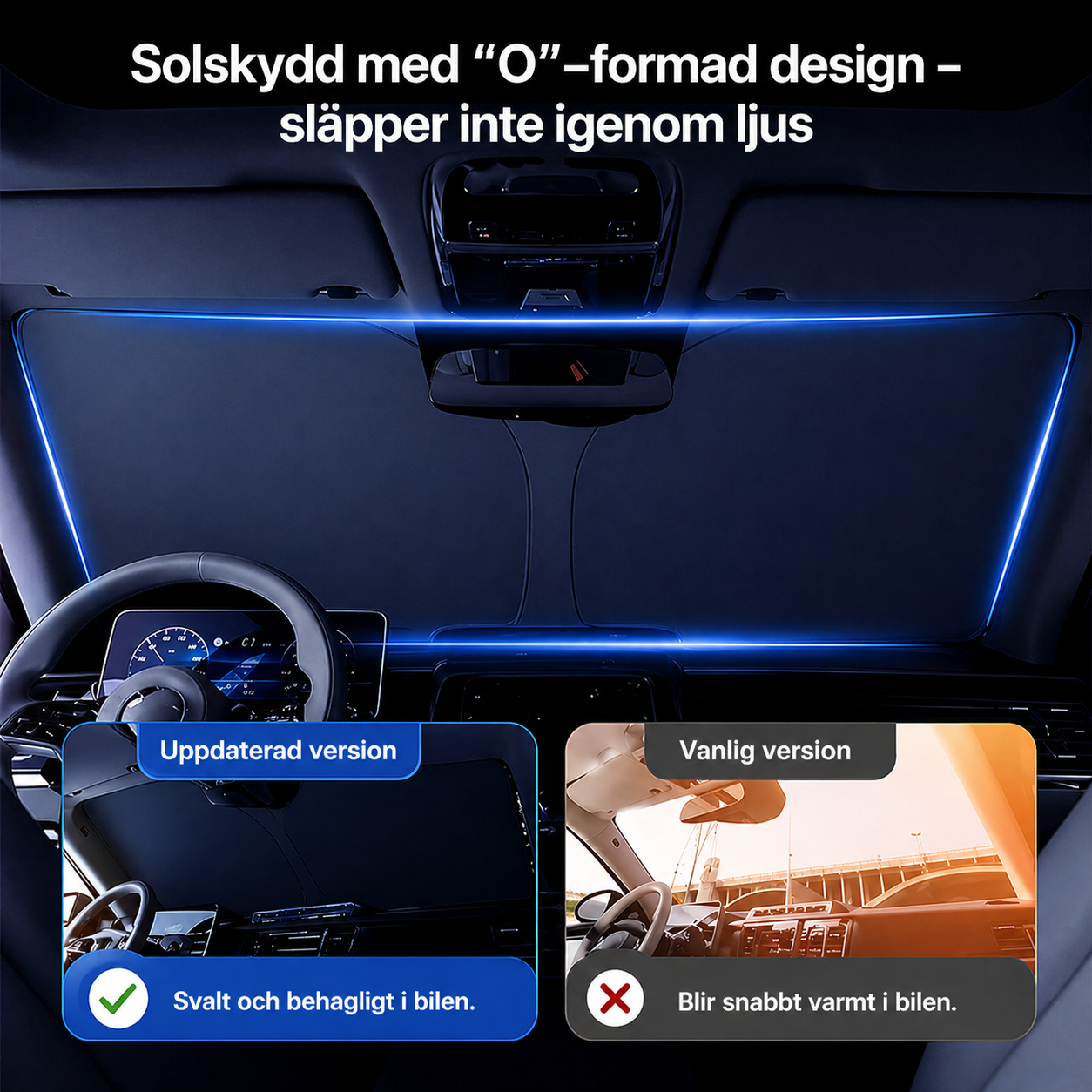 4-lagers hopfällbart solskydd till bil | Värme- & UV-skydd för vindruta