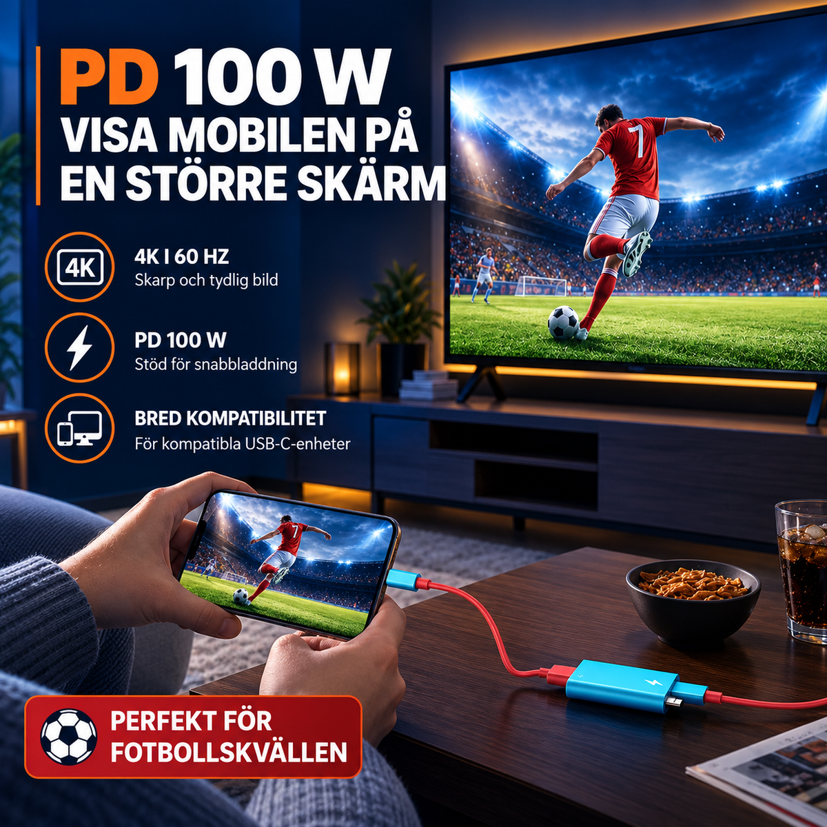 2 m USB-C till HDMI-kabel för Switch | ViewPro