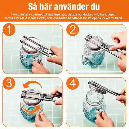 Justerbar burköppnare i rostfritt stål | Ergonomiskt köksverktyg
