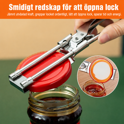Justerbar burköppnare i rostfritt stål | Ergonomiskt köksverktyg