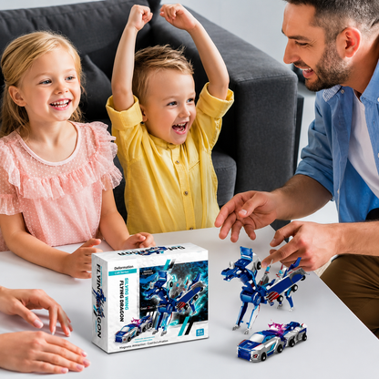 Magnetisk dinosaurieleksak 2-i-1 | Transformera till bil