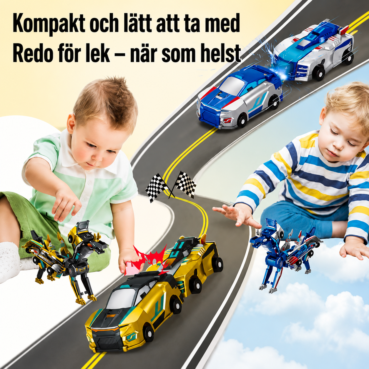 Magnetisk dinosaurieleksak 2-i-1 | Transformera till bil