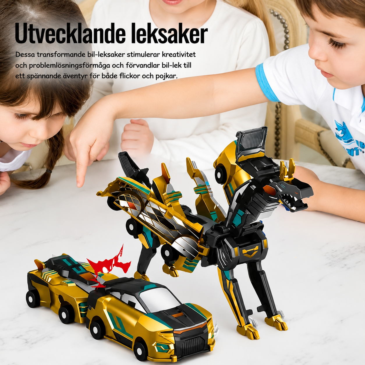 Magnetisk dinosaurieleksak 2-i-1 | Transformera till bil