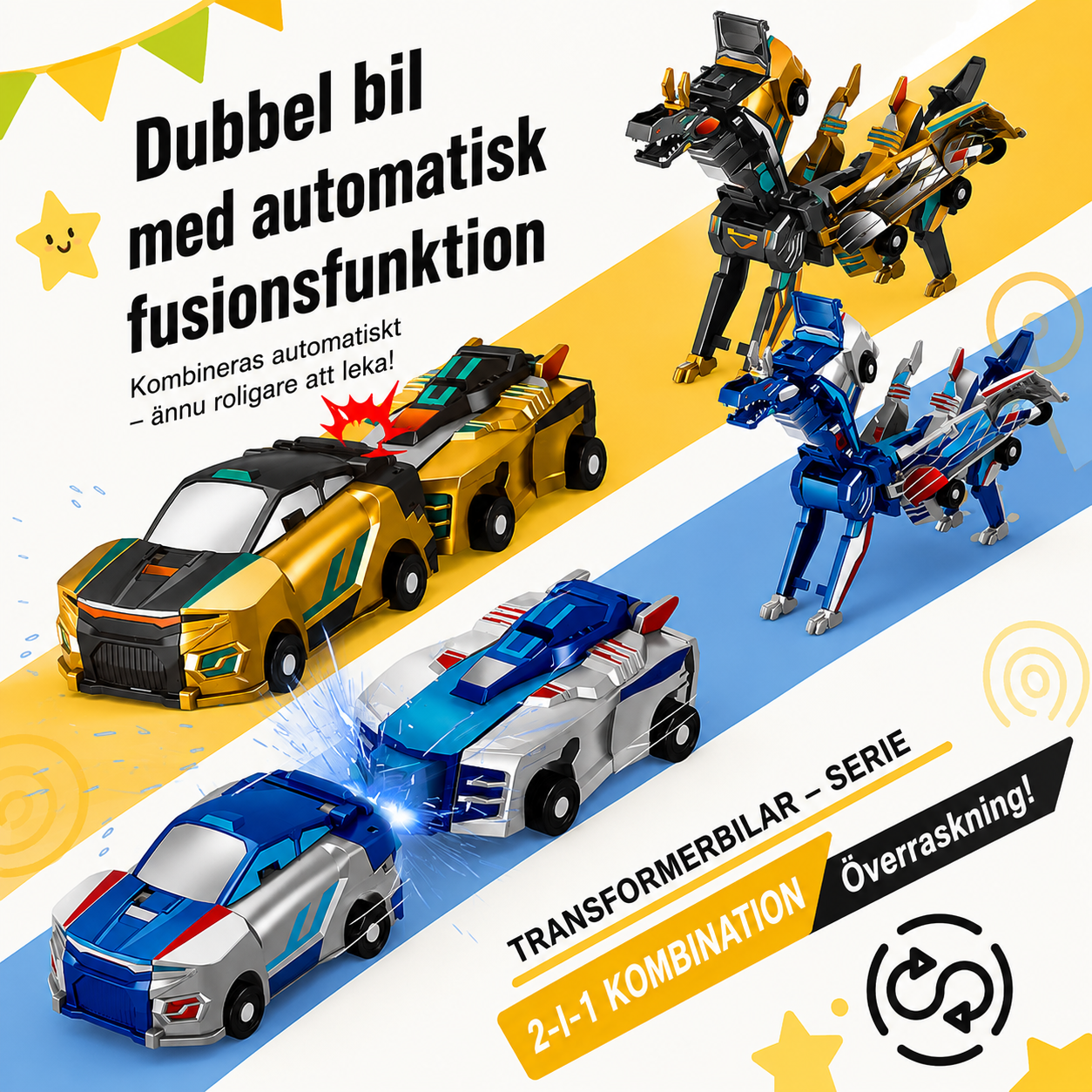 Magnetisk dinosaurieleksak 2-i-1 | Transformera till bil