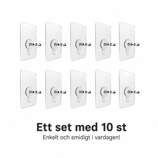 Transparenta självhäftande krokar | Utan borrning