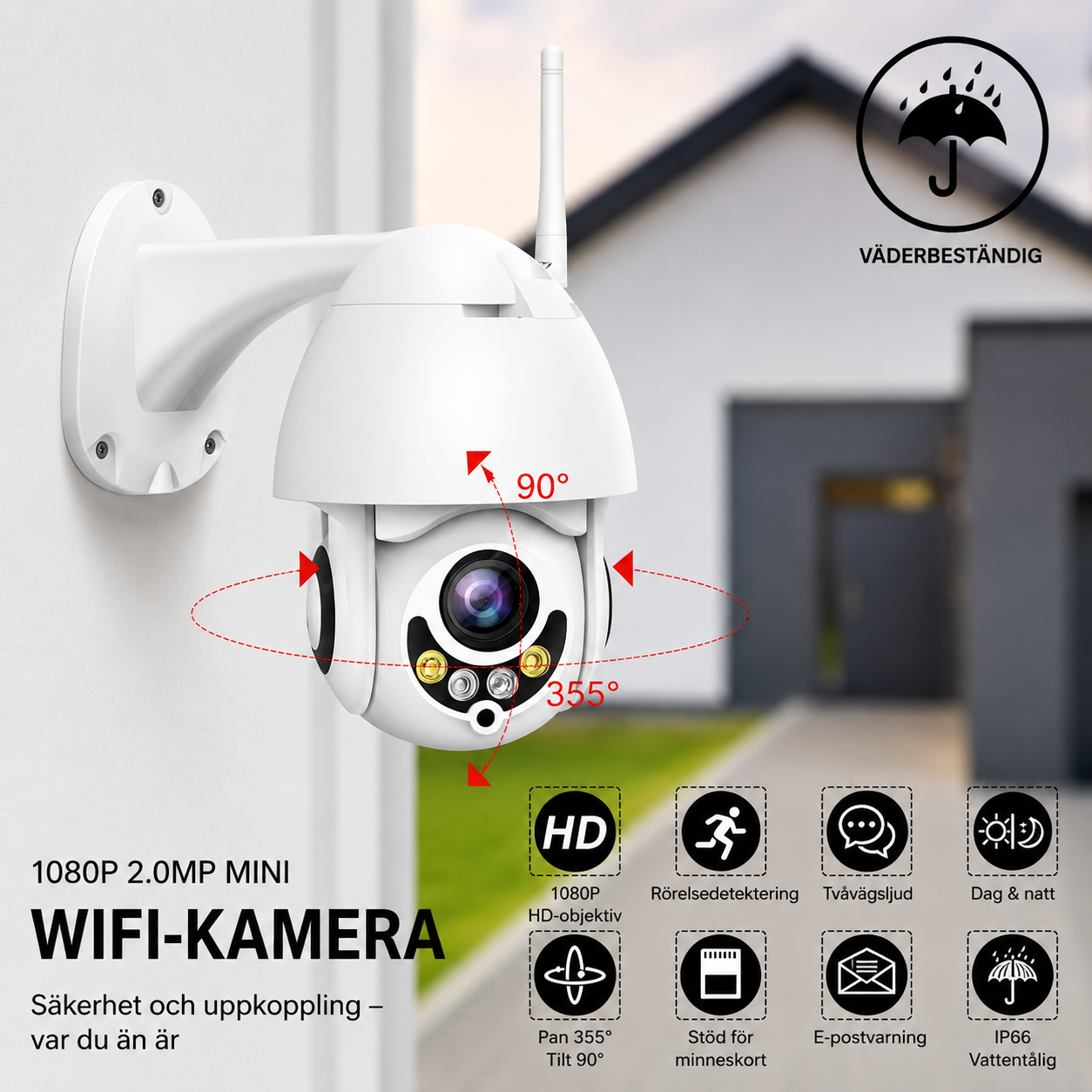 WiFi övervakningskamera | Med app & nattseende