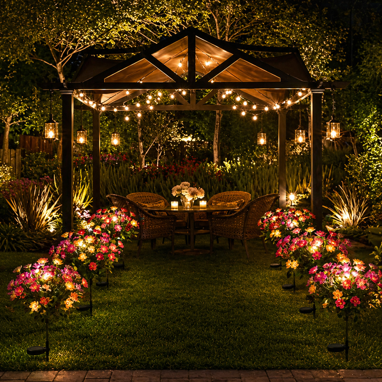 Solcellsdriven blomlampa | Automatisk LED-belysning utomhus