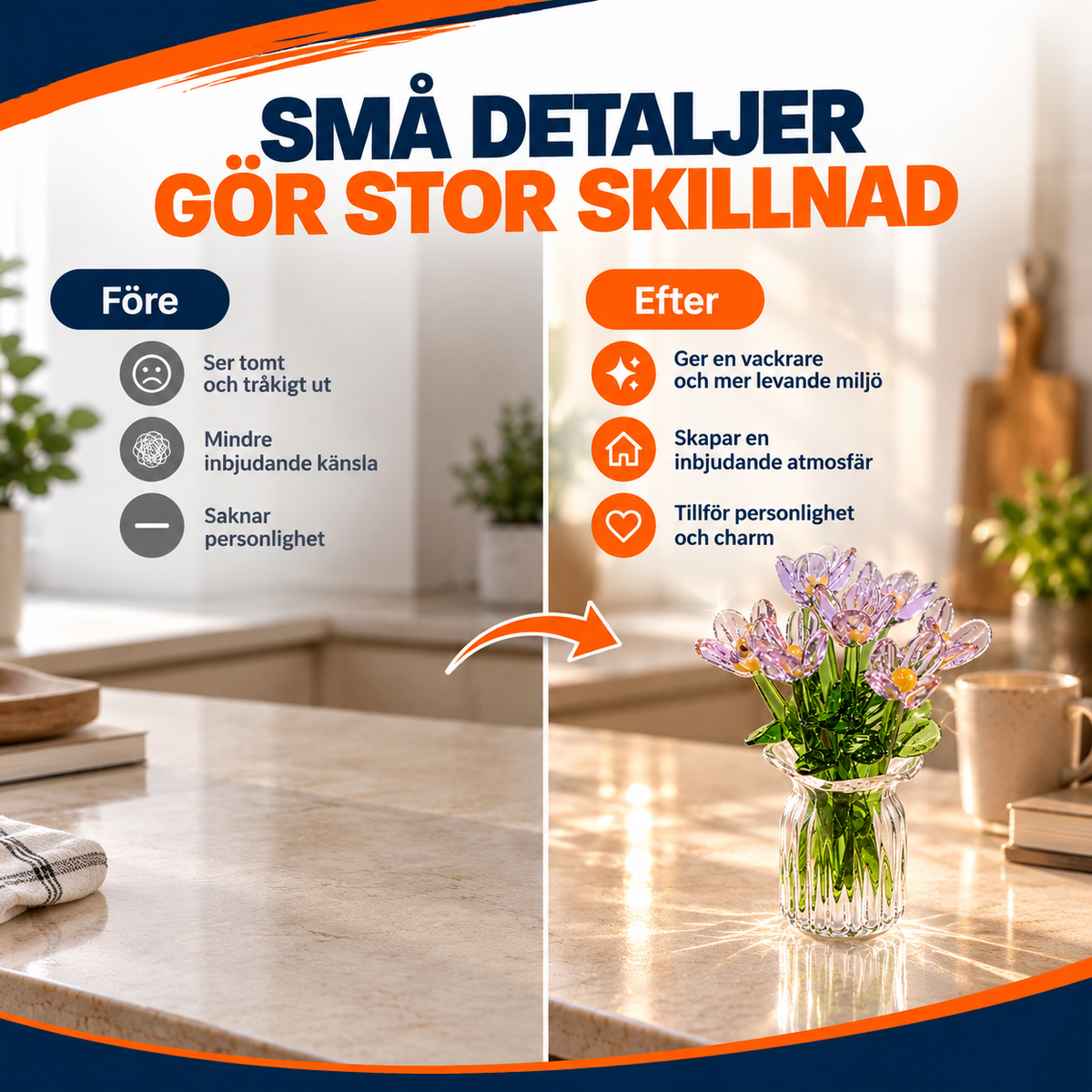 Dekorativa miniblommor i glas – 7-pack | GlasBlom