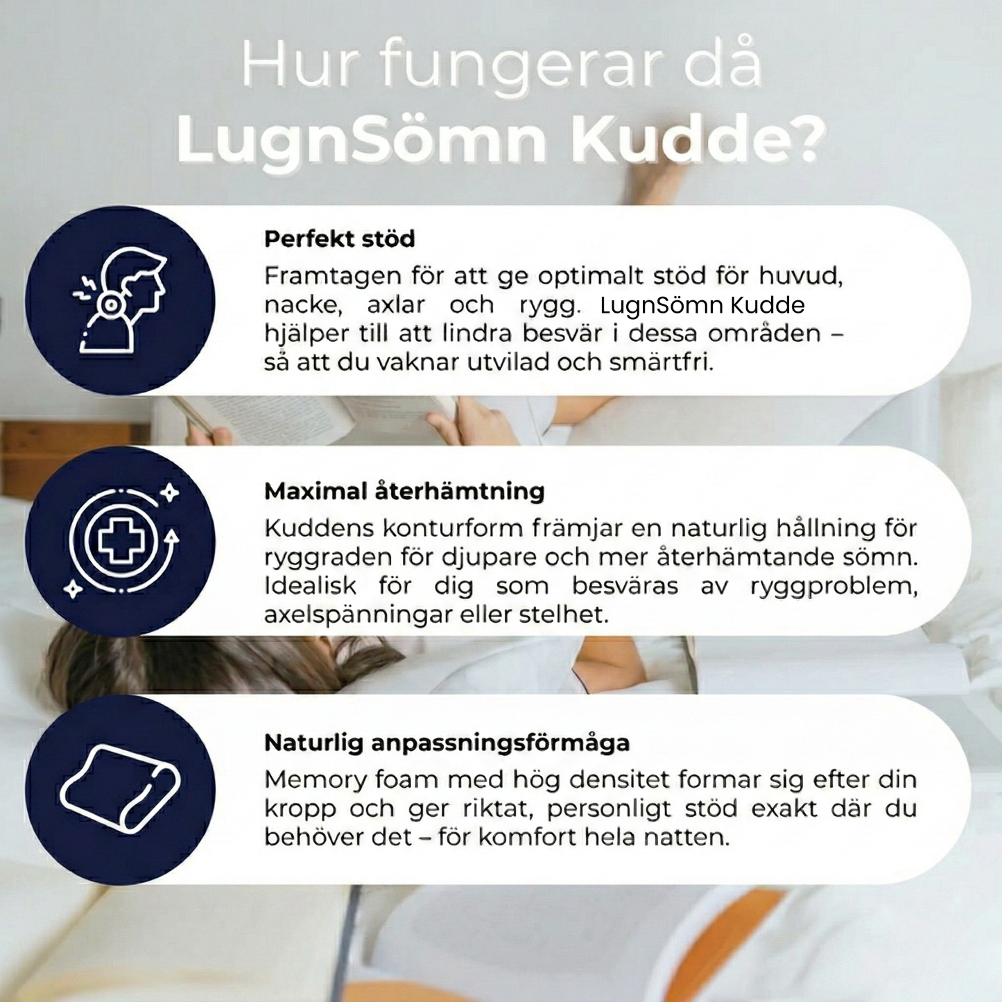 LugnSömn Kudde | Ergonomisk kudde för djupare sömn och nackstöd