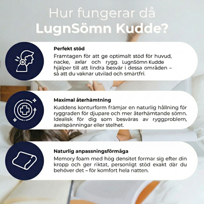 LugnSömn Kudde | Ergonomisk kudde för djupare sömn och nackstöd