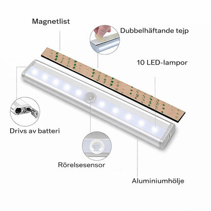 LED-lampa med rörelsesensor | Trådlös nattbelysning