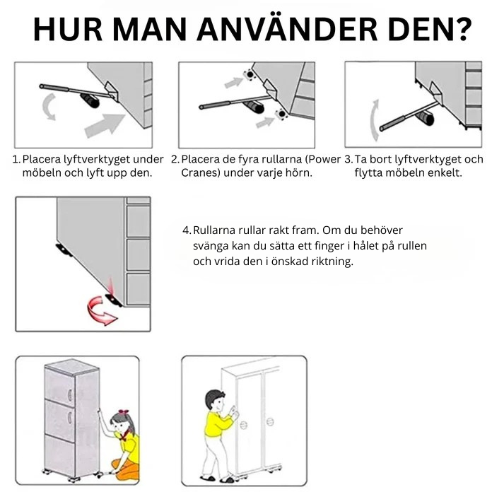 SmartMove Möbelflytt-set™ | Flytta tunga möbler utan tunga lyft