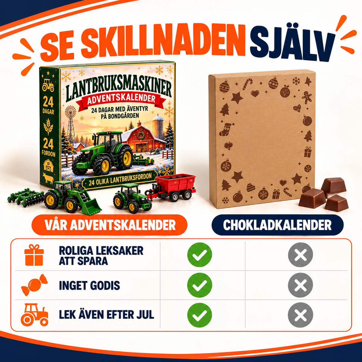 Julkalender med 24 leksaksfordon | JulHjul