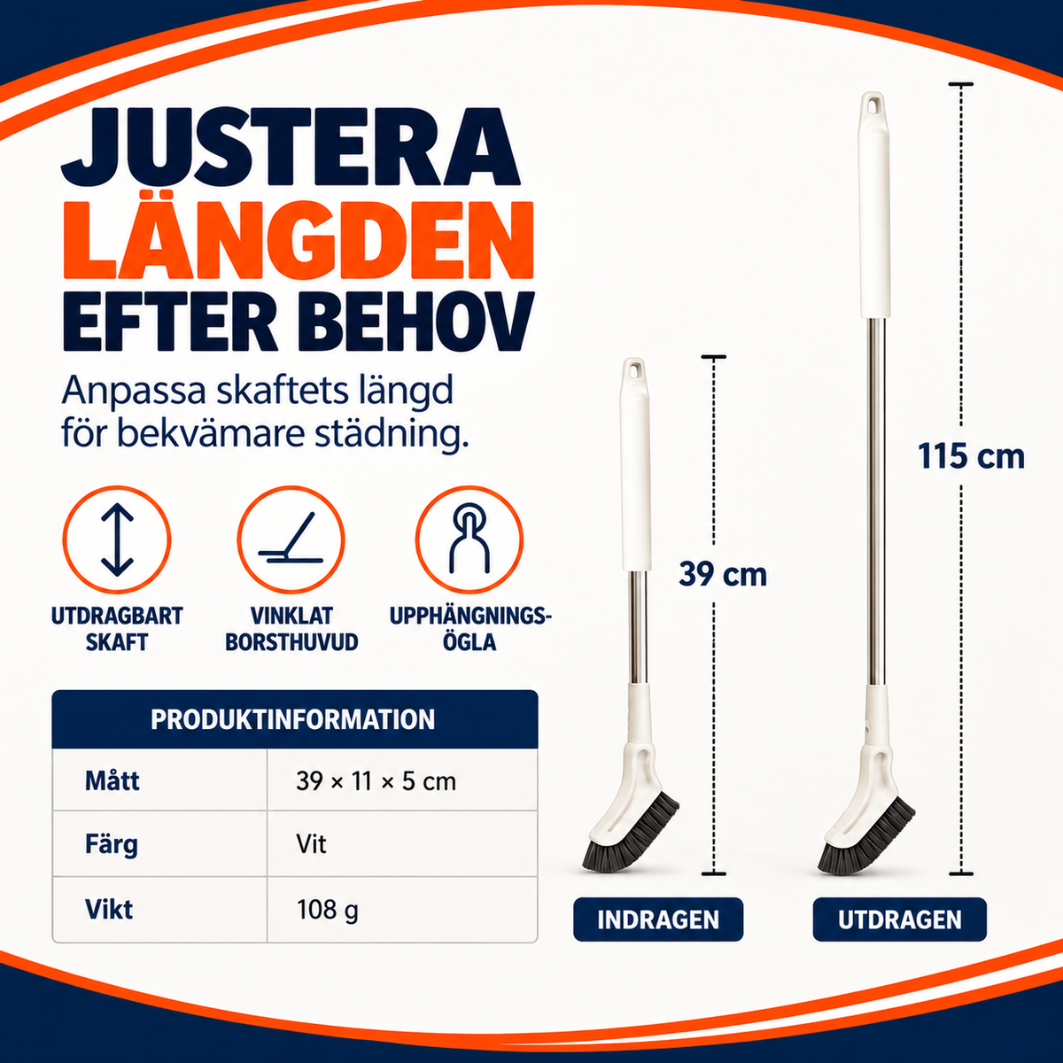 Skurborste med utdragbart skaft | SkrubbFlex
