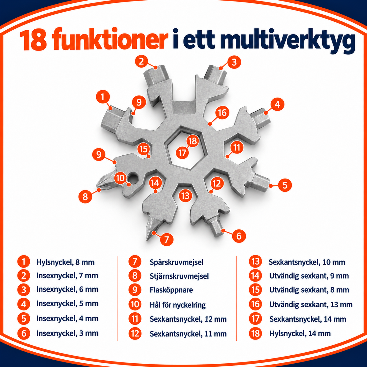 18-i-1 multiverktyg i snöflingeform | SnowFix