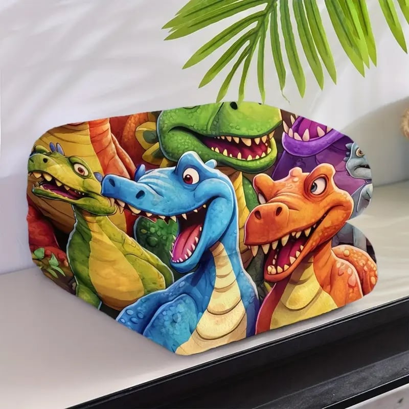 Söta leende dinosaurier – HD digitaltryckt flanell