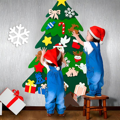 Julgran i filt med 26 dekorationer | PysselGran